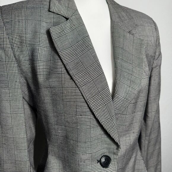 SAVILLE Women's 4 Vintage Black White Houndstooth Plaid Preppy Blazer Skirt Suit - Picture 3 of 16